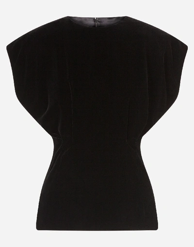 Shop Dolce & Gabbana Short-sleeved Velvet Top In Black