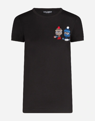 Shop Dolce & Gabbana T-shirt With Patches Of The Designers