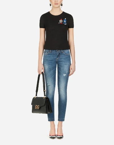 Shop Dolce & Gabbana T-shirt With Patches Of The Designers