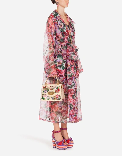 Shop Dolce & Gabbana Violet-print Organza Trench Coat In Floral Print