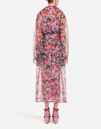 Shop Dolce & Gabbana Violet-print Organza Trench Coat In Floral Print