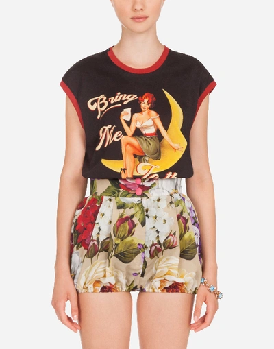Shop Dolce & Gabbana Jersey T-shirt With Bring Me To The Moon Print In Black