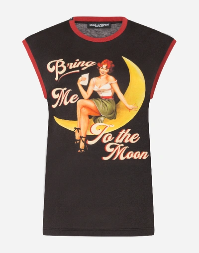 Shop Dolce & Gabbana Jersey T-shirt With Bring Me To The Moon Print In Black