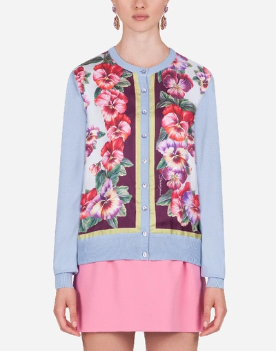 Shop Dolce & Gabbana Violet-print Twill And Silk Cardigan In Floral Print
