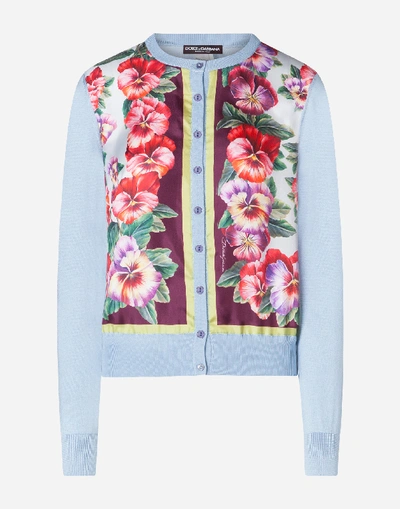 Shop Dolce & Gabbana Violet-print Twill And Silk Cardigan In Floral Print