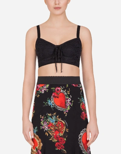 Shop Dolce & Gabbana Cropped Bustier Top With Laces