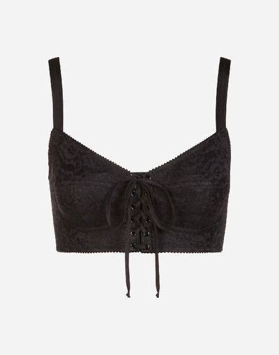 Shop Dolce & Gabbana Cropped Bustier Top With Laces
