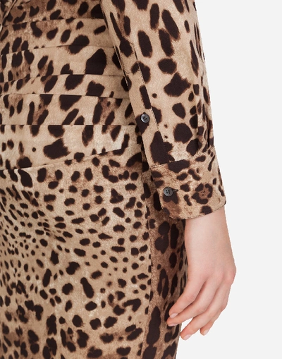 Shop Dolce & Gabbana Leopard-print Charmeuse Shirt