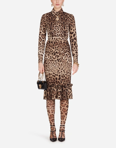 Shop Dolce & Gabbana Leopard-print Charmeuse Shirt