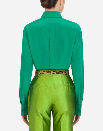 Shop Dolce & Gabbana Crepe De Chine Shirt In Green