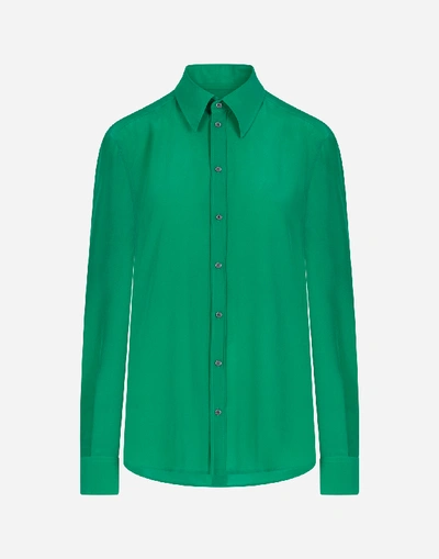 Shop Dolce & Gabbana Crepe De Chine Shirt In Green