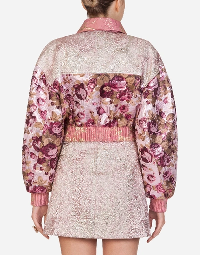 Shop Dolce & Gabbana Lurex Floral Jacquard Bomber Jacket In Multicolored
