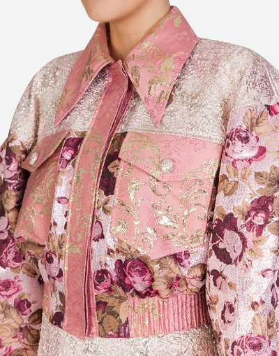 Shop Dolce & Gabbana Lurex Floral Jacquard Bomber Jacket In Multicolored