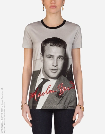 Shop Dolce & Gabbana Cotton T-shirt With Marlon Brando Print