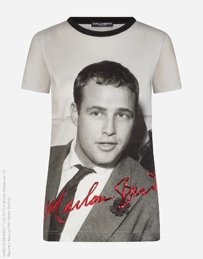 Shop Dolce & Gabbana Cotton T-shirt With Marlon Brando Print