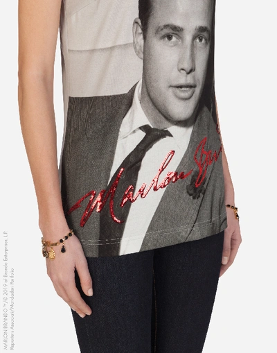 Shop Dolce & Gabbana Cotton T-shirt With Marlon Brando Print