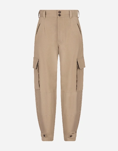 Shop Dolce & Gabbana Panama Cargo Pants With Large Pockets In Brown