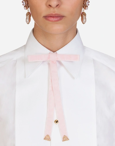 Shop Dolce & Gabbana Poplin Tuxedo Shirt In White