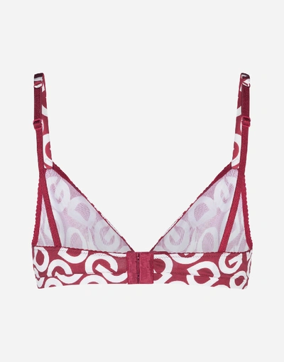 Shop Dolce & Gabbana Jersey Soft-cup Bra With Dg Logo Print In Multicolor
