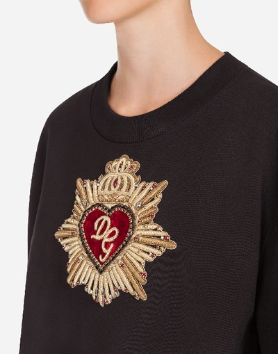 Shop Dolce & Gabbana Jersey Sweatshirt With Heart Embellishment In Black