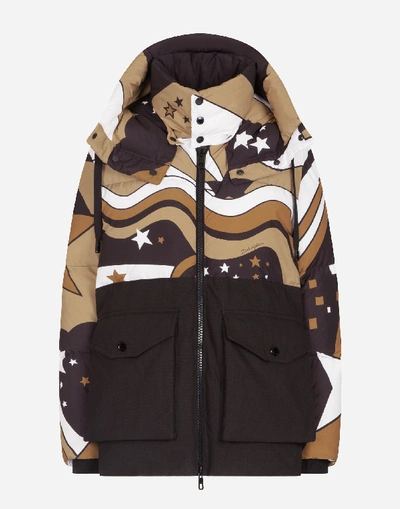 Shop Dolce & Gabbana Millennials Star Print Winter Coat In Multicolored