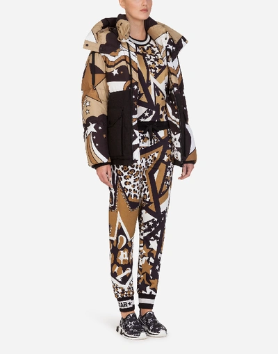 Shop Dolce & Gabbana Millennials Star Print Winter Coat In Multicolored