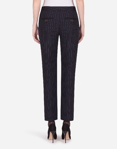 Shop Dolce & Gabbana Low-rise Pants In Pin-stripe Woolen Fabric