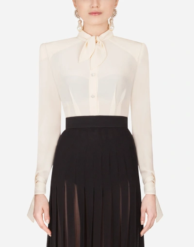 Shop Dolce & Gabbana Crepe De Chine Shirt In Beige