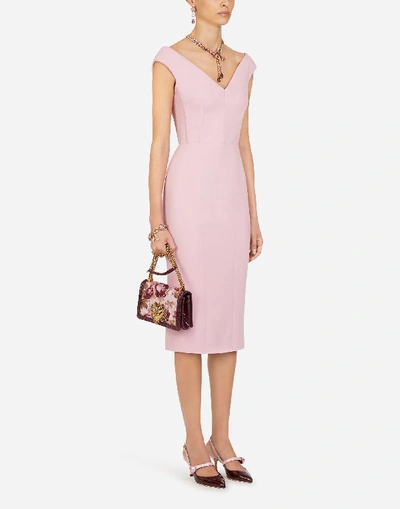 Shop Dolce & Gabbana Sleeveless Wool Crepe Longuette Dress In Pink