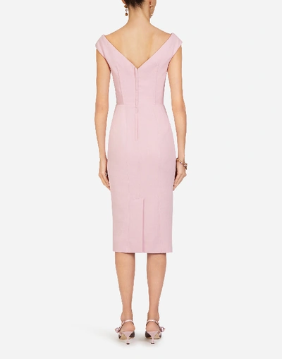 Shop Dolce & Gabbana Sleeveless Wool Crepe Longuette Dress In Pink