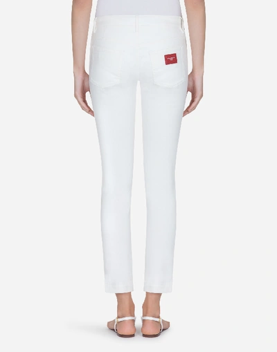 Shop Dolce & Gabbana Stretch Cotton Pretty Fit Jeans In White