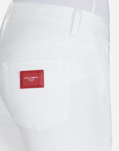 Shop Dolce & Gabbana Stretch Cotton Pretty Fit Jeans In White