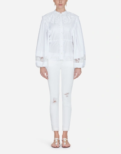 Shop Dolce & Gabbana Stretch Cotton Pretty Fit Jeans In White