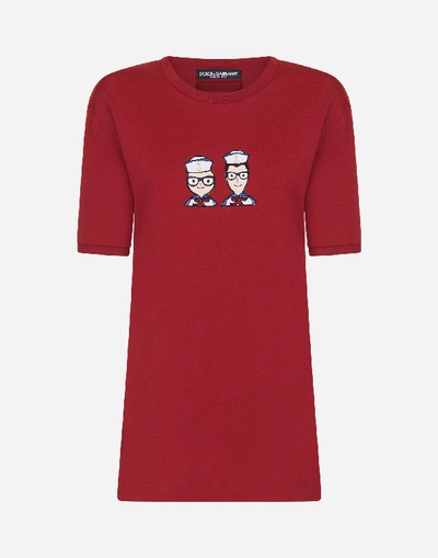 Shop Dolce & Gabbana #dgfamily Cotton T-shirt In Red