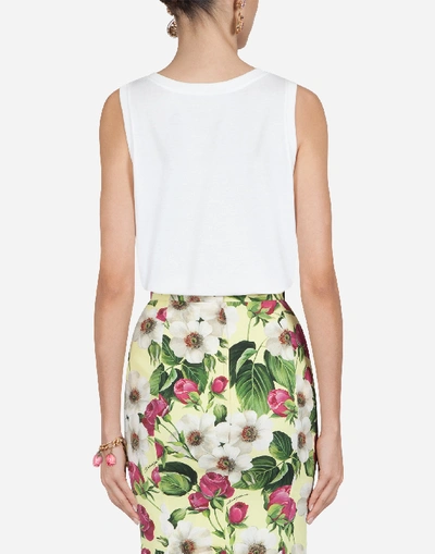 Shop Dolce & Gabbana Jersey Tank Top With  Print In White