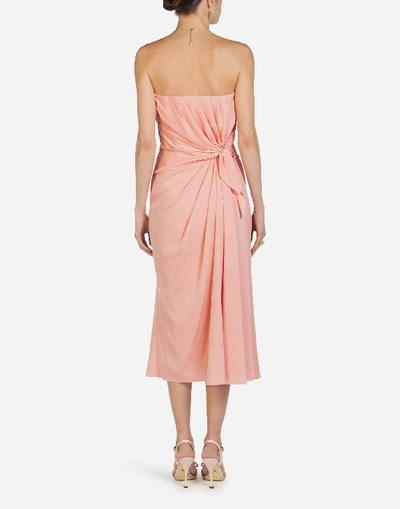 Shop Dolce & Gabbana Charmeuse Longuette Dress In Pink