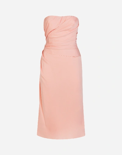 Shop Dolce & Gabbana Charmeuse Longuette Dress In Pink