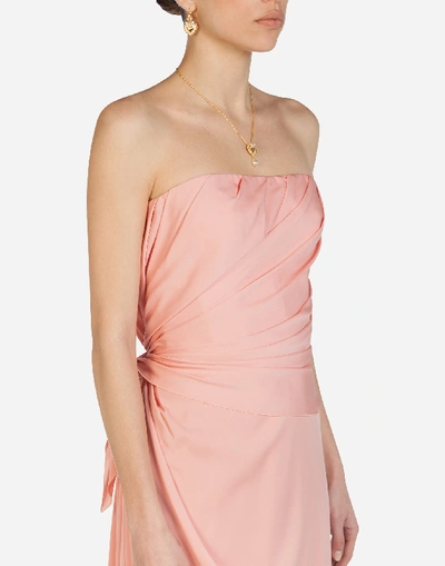 Shop Dolce & Gabbana Charmeuse Longuette Dress In Pink