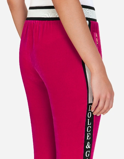 Shop Dolce & Gabbana Smooth Velvet Jogging Pants In Fuchsia