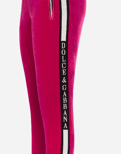 Shop Dolce & Gabbana Smooth Velvet Jogging Pants In Fuchsia