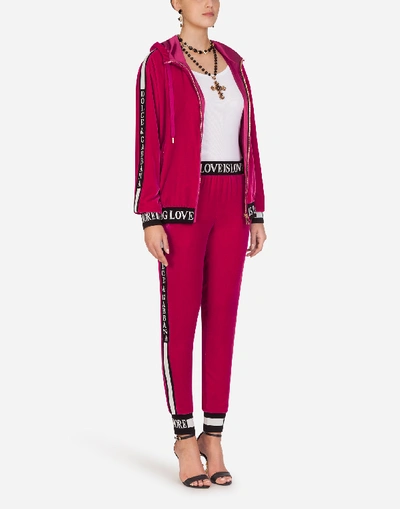 Shop Dolce & Gabbana Smooth Velvet Jogging Pants In Fuchsia