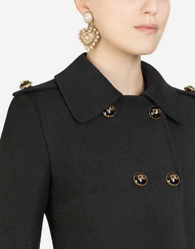 Shop Dolce & Gabbana Double-breasted Crepe Coat With Logo Buttons