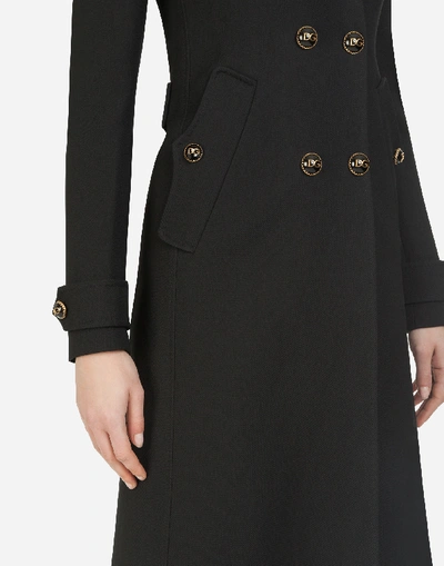 Shop Dolce & Gabbana Double-breasted Crepe Coat With Logo Buttons