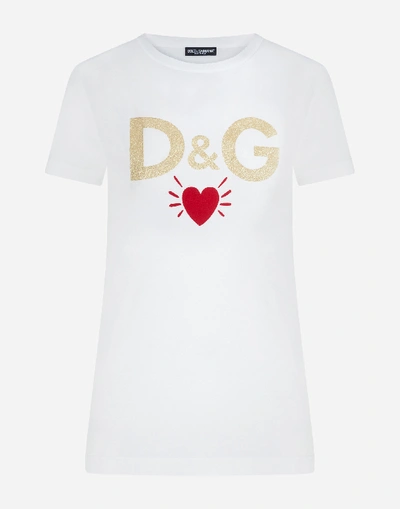 Shop Dolce & Gabbana Jersey T-shirt With Printed Logo In White