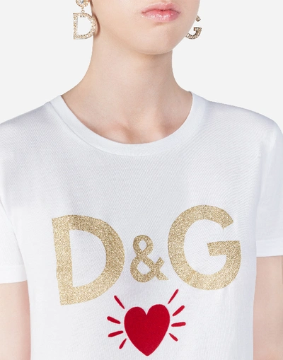 Shop Dolce & Gabbana Jersey T-shirt With Printed Logo In White