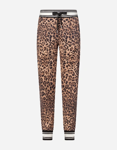 Shop Dolce & Gabbana Jersey Jogging Pants With Leopard Print