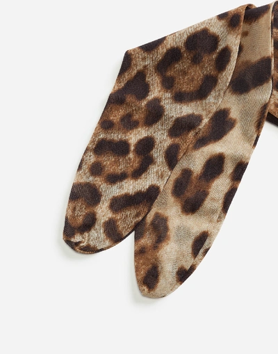 Shop Dolce & Gabbana Leopard-print Nylon Socks