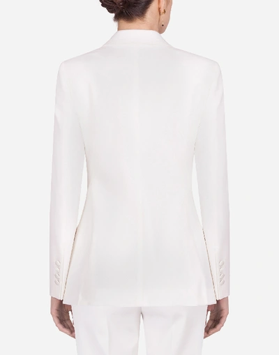 Shop Dolce & Gabbana Woolen Fabric Single-breasted Jacket In White