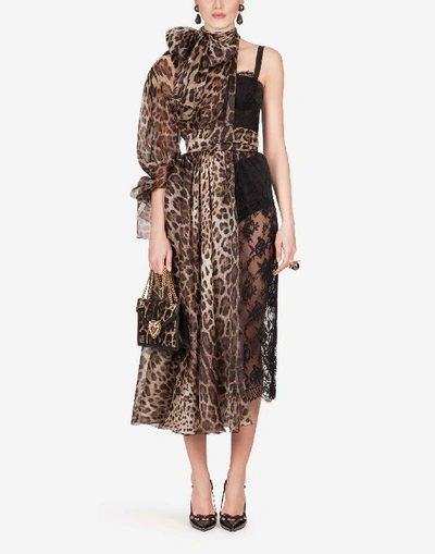 Shop Dolce & Gabbana Long Asymmetric Organza Lace Dress