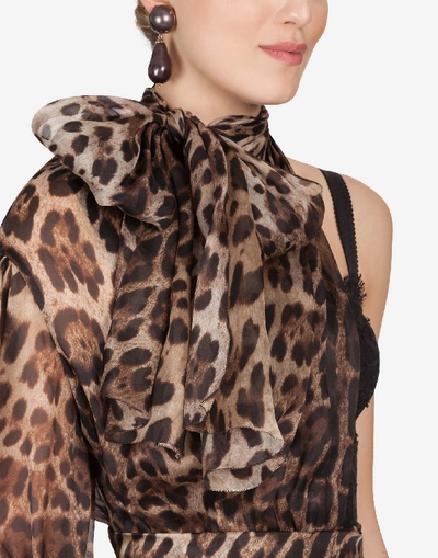 Shop Dolce & Gabbana Long Asymmetric Organza Lace Dress